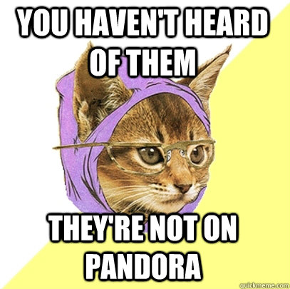 You haven't heard of them they're not on pandora  Hipster Kitty