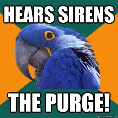 Hears Sirens THE PURGE! - Hears Sirens THE PURGE!  Paranoid Parrot