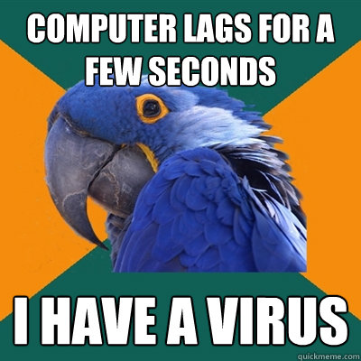 Computer lags for a few seconds I HAVE A VIRUS  Paranoid Parrot