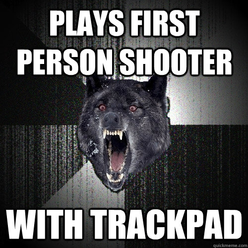 plays first person shooter with trackpad  Insanity Wolf
