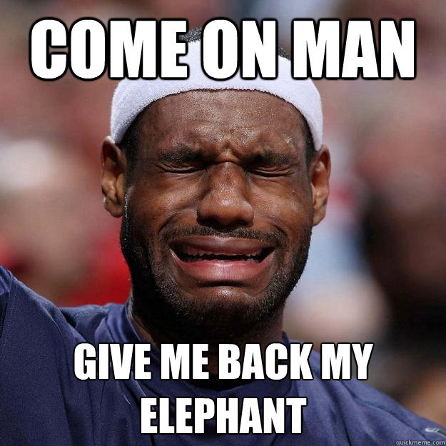 COME ON MAN GIVE ME BACK MY ELEPHANT - COME ON MAN GIVE ME BACK MY ELEPHANT  Lebron Crying