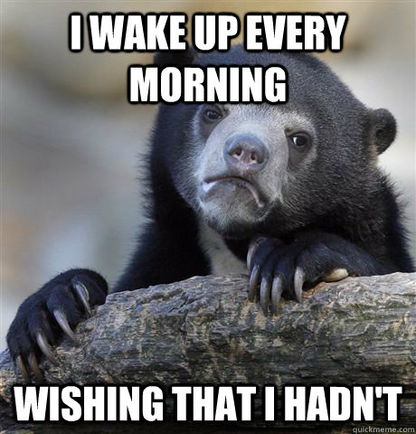 I wake up every morning Wishing that I hadn't  Confession Bear