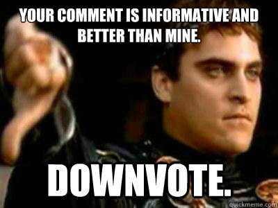 Your comment is informative and better than mine. downvote. - Your comment is informative and better than mine. downvote.  Downvoting Roman