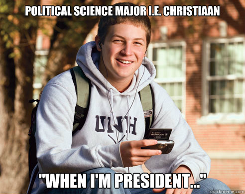 political science major I.E. Christiaan 
