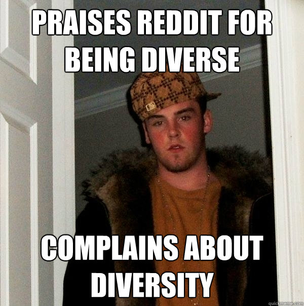 Praises reddit for being diverse complains about diversity  Scumbag Steve