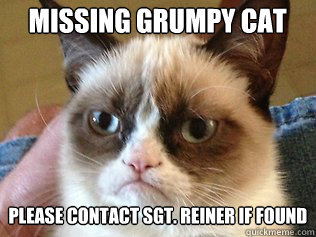 MISSING GRUMPY CAT PLEASE CONTACT SGT. REINER IF FOUND  