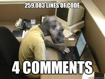 259,083 lines of code 4 comments - 259,083 lines of code 4 comments  Code Monkey