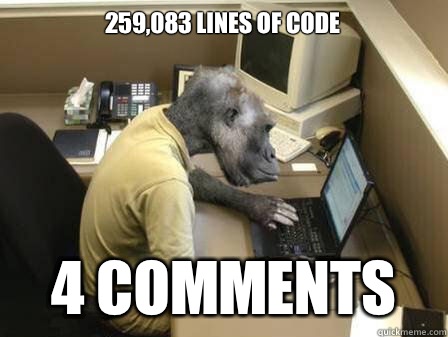 259,083 lines of code 4 comments  Code Monkey