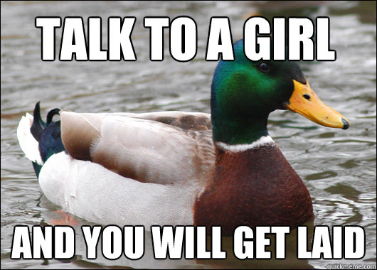 talk to a girl and you will get laid  Actual Advice Mallard