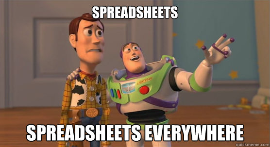 spreadsheets spreadsheets everywhere  Toy Story Everywhere
