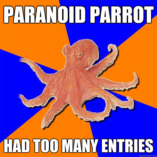 Paranoid Parrot Had too many entries  Online Diagnosis Octopus