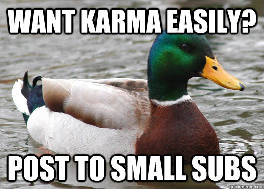 Want karma easily? Post to small subs  Actual Advice Mallard