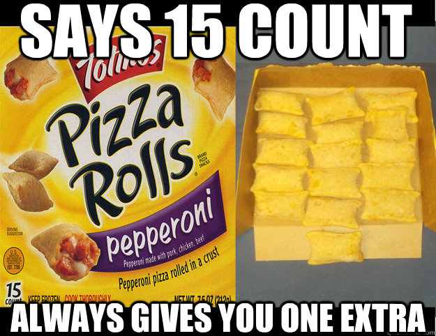 Says 15 count always Gives you one extra - Says 15 count always Gives you one extra  Good Guy Totinos