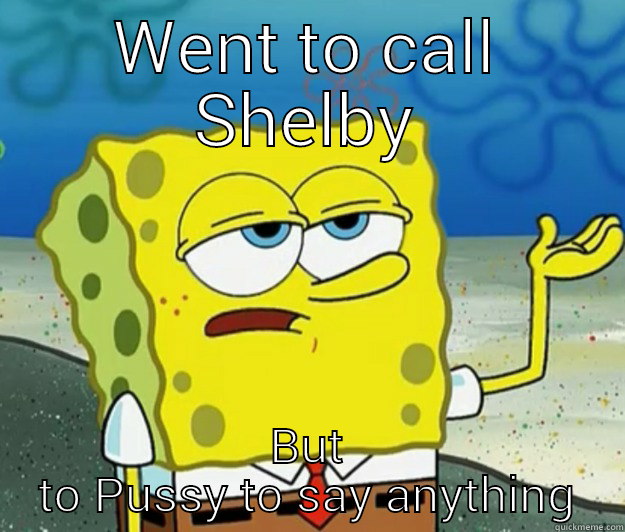 Went to call Shelby - WENT TO CALL SHELBY BUT TO PUSSY TO SAY ANYTHING Tough Spongebob