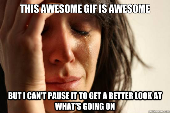 this awesome gif is awesome but i can't pause it to get a better look at what's going on  First World Problems