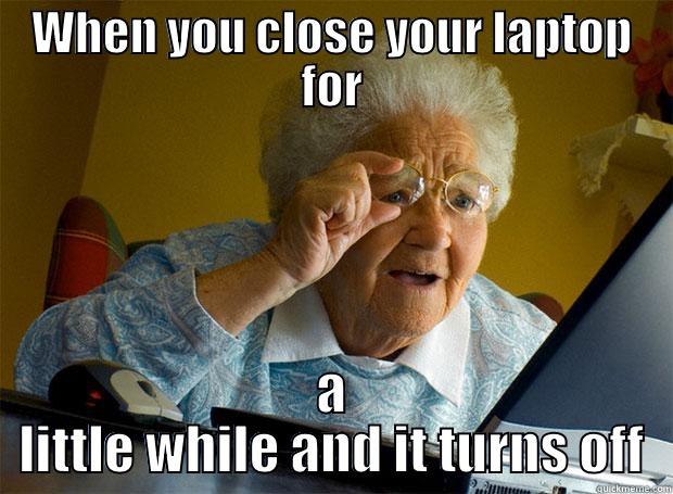 KHS PROBLEMS - WHEN YOU CLOSE YOUR LAPTOP FOR A LITTLE WHILE AND IT TURNS OFF Grandma finds the Internet