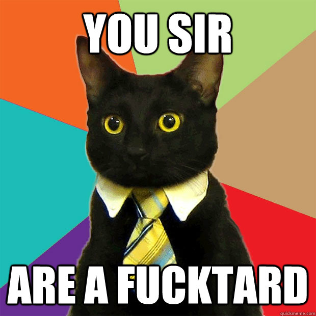 YOU SIR ARE A FUCKTARD - YOU SIR ARE A FUCKTARD  Business Cat