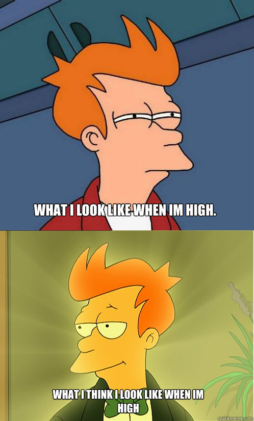 What i look like when im high.  What i think i look like when im high  Enlightened Fry