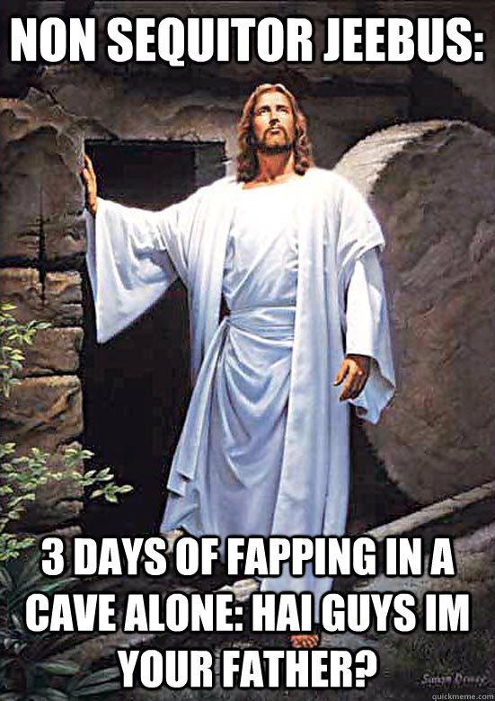 Non Sequitor Jeebus: 3 days of fapping in a cave alone: Hai Guys IM YOUR FATHER?  Gamer Jesus