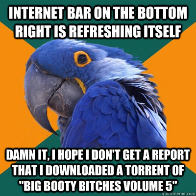 Internet bar on the bottom right is refreshing itself Damn it, I hope I don't get a report that I downloaded a torrent of 