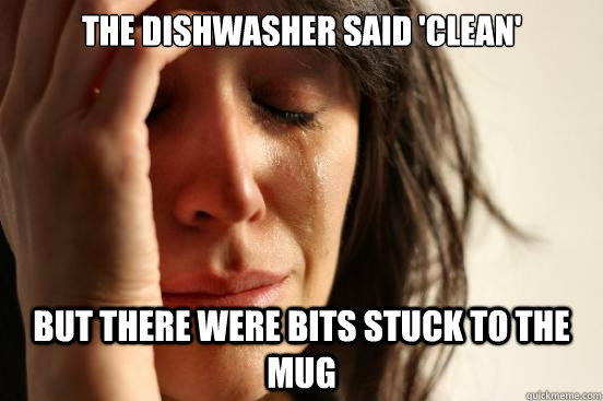 The dishwasher said 'clean' but there were bits stuck to the mug  First World Problems