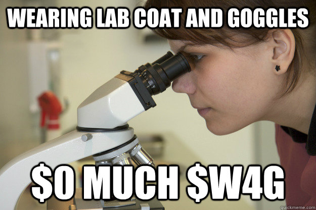 wearing lab coat and goggles $0 Much $w4g - wearing lab coat and goggles $0 Much $w4g  Biology Major Student