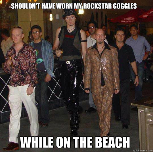 shouldn't have worn my rockstar goggles while on the beach  Swag walk