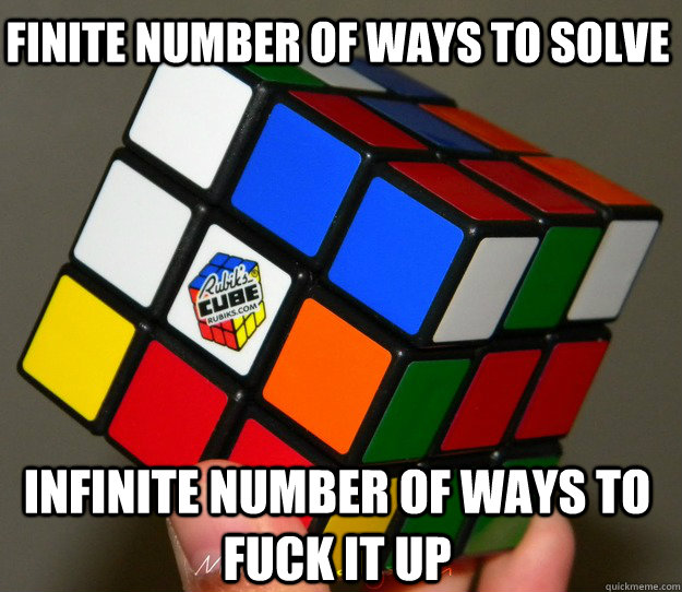 FINITE NUMBER OF WAYS TO SOLVE INFINITE NUMBER OF WAYS TO FUCK IT UP  