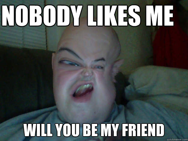 nobody likes me will you be my friend  derp face