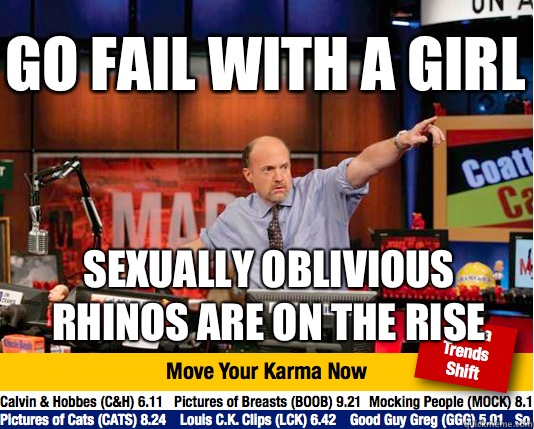Go fail with a girl Sexually oblivious rhinos are on the rise  Mad Karma with Jim Cramer