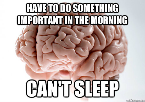 have to do something important in the morning can't sleep  Scumbag brain on life