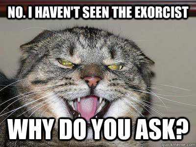 No. i haven't seen the exorcist why do you ask?  Reasonable Demon Cat