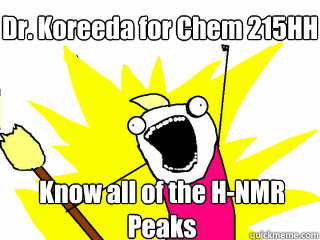 Dr. Koreeda for Chem 215HH Know all of the H-NMR 
Peaks  All The Things