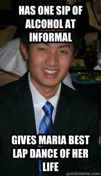Has one sip of alcohol at informal Gives maria best lap dance of her life  Difficult David