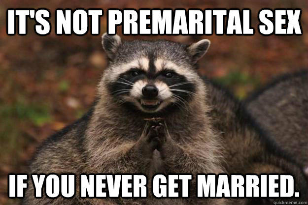 It's not premarital sex If you never get married.  - It's not premarital sex If you never get married.   Evil Plotting Raccoon