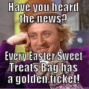 HAVE YOU HEARD THE NEWS? EVERY EASTER SWEET TREATS BAG HAS A GOLDEN TICKET! Condescending Wonka