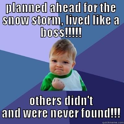 PLANNED AHEAD FOR THE SNOW STORM, LIVED LIKE A BOSS!!!!! OTHERS DIDN'T AND WERE NEVER FOUND!!! Success Kid