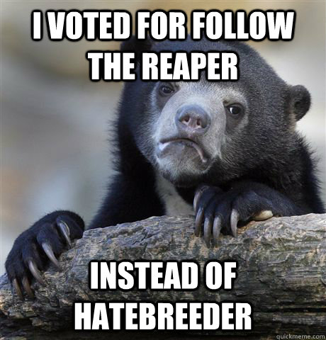 I voted for Follow The Reaper Instead of Hatebreeder  Confession Bear
