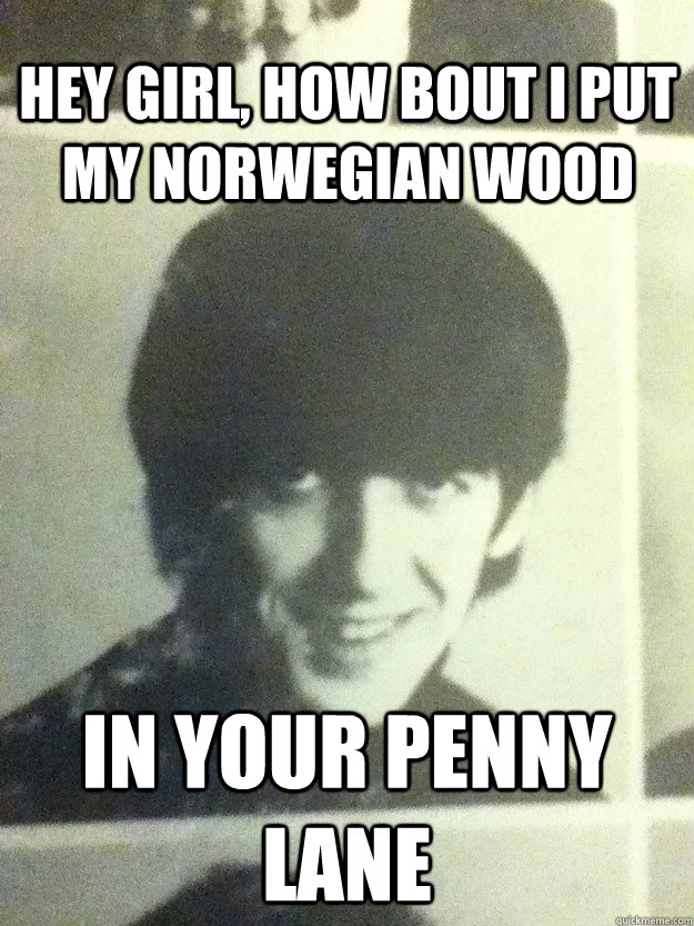 Hey girl, how bout i put my norwegian wood in your penny lane - Hey girl, how bout i put my norwegian wood in your penny lane  Seductive George Harrison