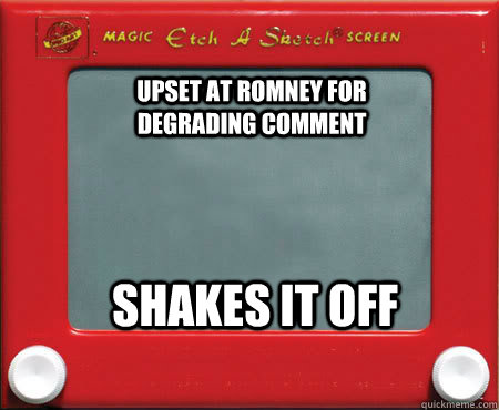 Upset at Romney for degrading comment Shakes it off  