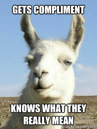 Gets compliment Knows what they really mean  Llama