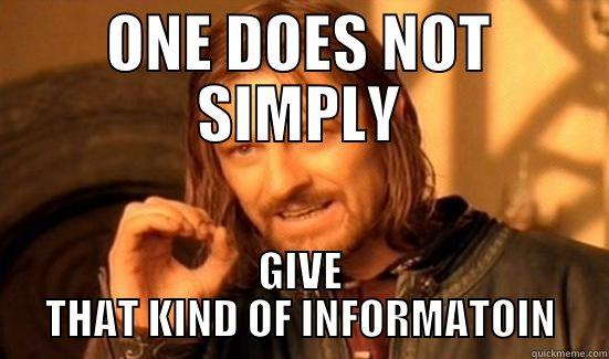 ONE DOES NOT SIMPLY GIVE THAT KIND OF INFORMATOIN Boromir