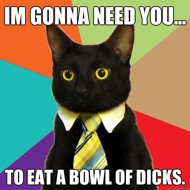 Im gonna need you... to eat a bowl of dicks. - Im gonna need you... to eat a bowl of dicks.  Business Cat