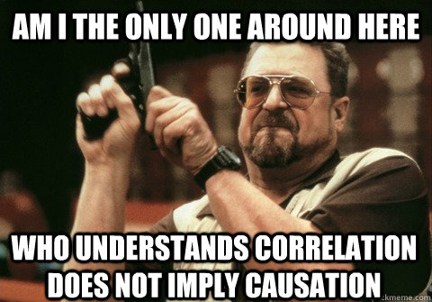Am I the only one around here who understands correlation does not imply causation - Am I the only one around here who understands correlation does not imply causation  Am I the only one
