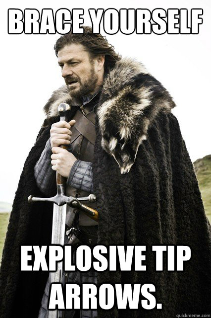 Brace yourself explosive tip arrows.  Brace yourself school