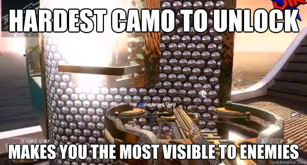 hardest camo to unlock makes you the most visible to enemies  - hardest camo to unlock makes you the most visible to enemies   Misc