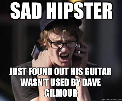 Sad hipster Just found out his guitar wasn't used by Dave Gilmour  Sad Hipster