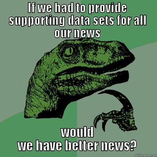 Data driven dinosaur - IF WE HAD TO PROVIDE SUPPORTING DATA SETS FOR ALL OUR NEWS WOULD WE HAVE BETTER NEWS? Philosoraptor