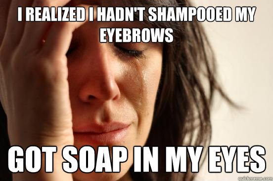 I realized I hadn't shampooed my eyebrows Got soap in my eyes  First World Problems