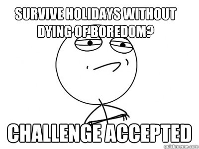 Survive Holidays without dying of boredom? Challenge Accepted  Challenge Accepted